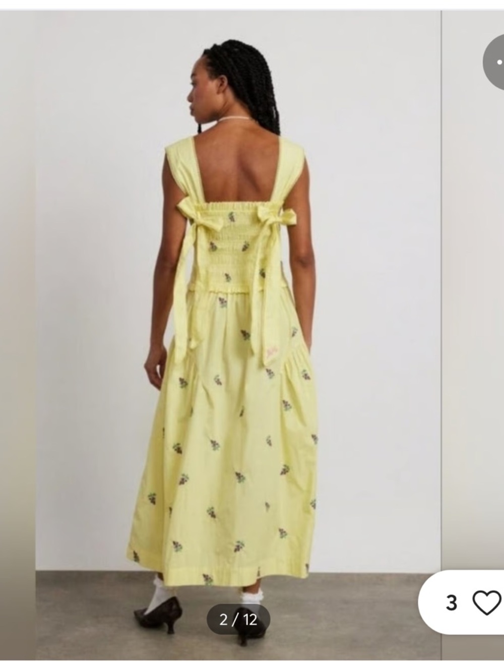Damson Madder Tish Poplin smocked Midi yellow Dress size US2/UK6 - Picture 3 of 8